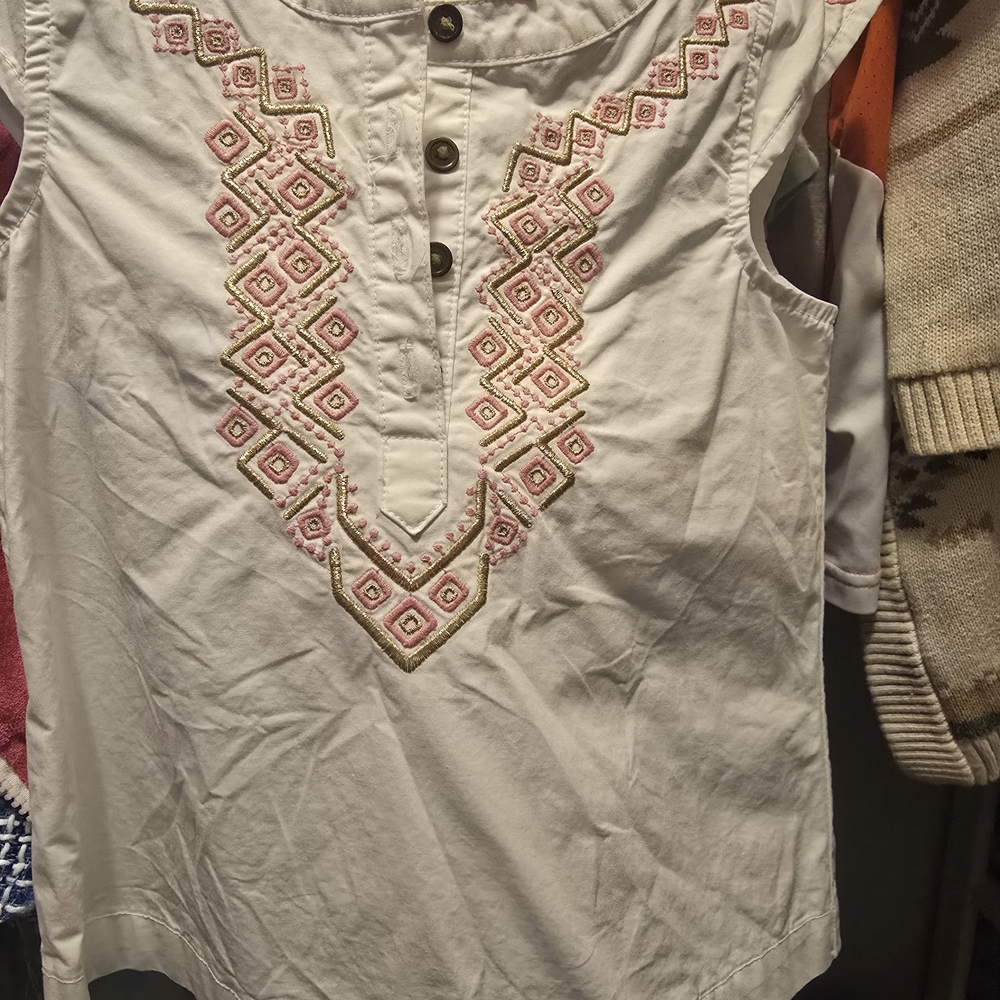 Lilly Pulitzer White Top with Pink Embroidery